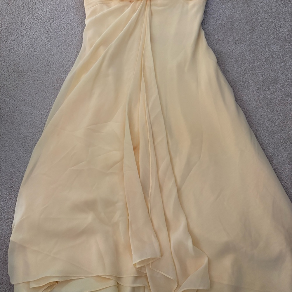 David's Bridal Strapless Cream Dress